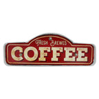 Μεταλλική Πινακίδα LED Forever Light RETRO Fresh Brewed Coffee Κόκκινο-Χρυσό