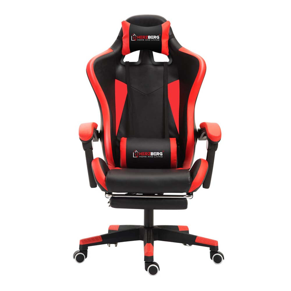 Herzberg  Καρέκλα Gaming με Υποπόδιο Red (HG-8080RED) (HEZHG8080RED)