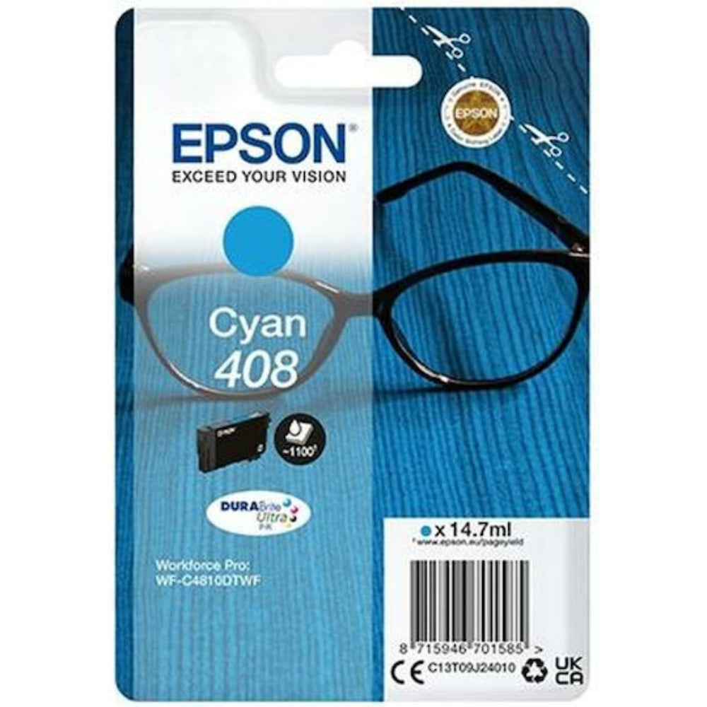 Epson Μελάνι Inkjet No.408 Cyan (C13T09J24010) (EPST09J240)
