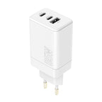 Φορτιστής Ταξιδίου Ταχείας Φόρτισης Maxlife MXTC-08-65ACC με Τριπλή Έξοδο USB A & 2xUSB C PD QC 65W Λευκό