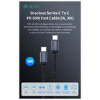 Καλώδιο Σύνδεσης USB 2.0 Devia EC646 USB C σε USB C PD 60W 3m Gracious Μαύρο