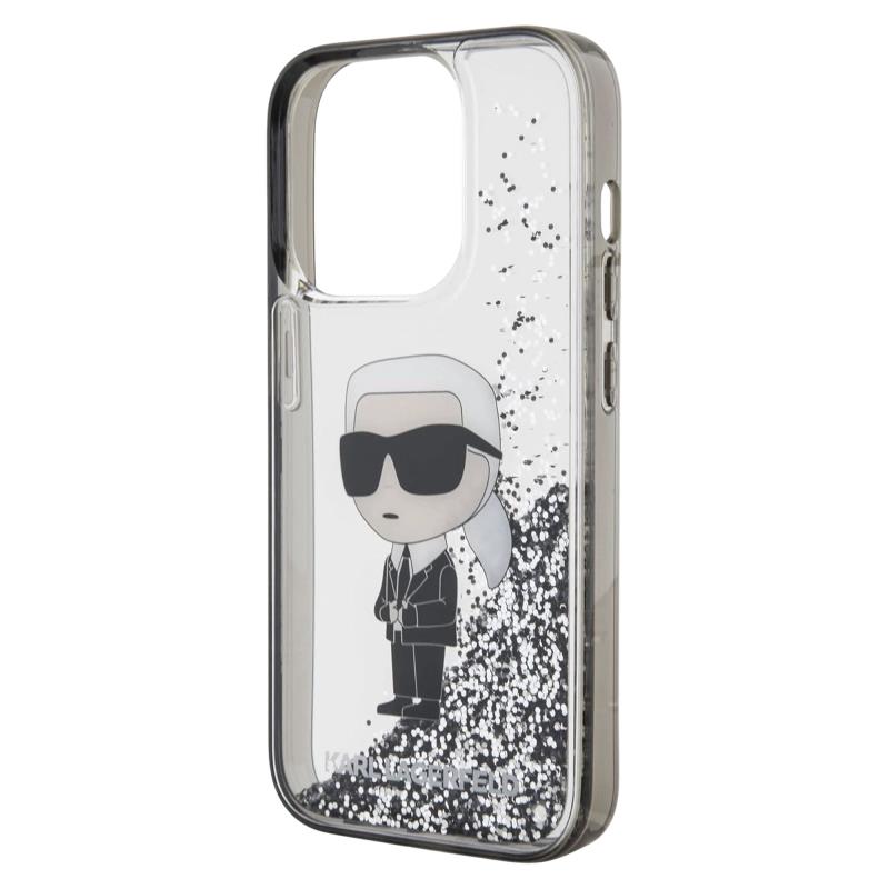 Θήκη TPU Karl Lagerfeld Apple iPhone 15 Pro Hardcase Liquid Glitter Ikonik Διάφανο