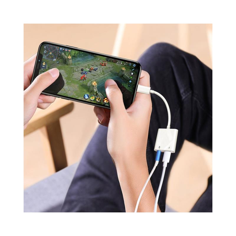 Αντάπτορας Joyroom S-Y105 Lightning Αρσενικό σε 3.5mm Θηλυκό & Lightning Θηλυκό Λευκό