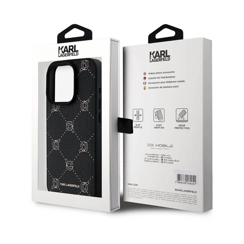Θήκη PU Karl Lagerfeld Magsafe Apple iPhone 15 Pro Leather Karl Head Μαύρο