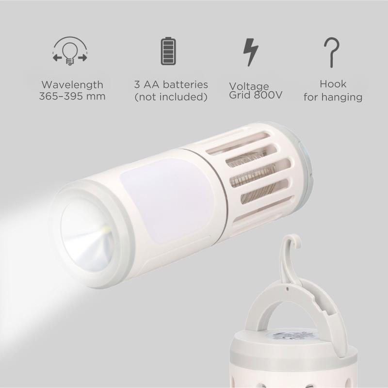 Φακός LED Navelis 6W 3xAA 90lm με Εντομοπαγίδα Λευκό