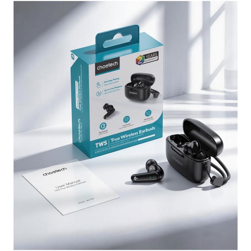 True Wireless Ακουστικά Bluetooth Choetech BH-T86 Μαύρο