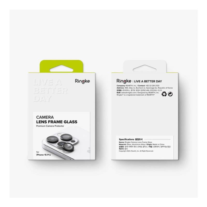 Tempered Glass Ringke Lens Frame για Τζαμάκι Κάμερας Apple iPhone 15 Pro Μαύρο (3 τεμ.)