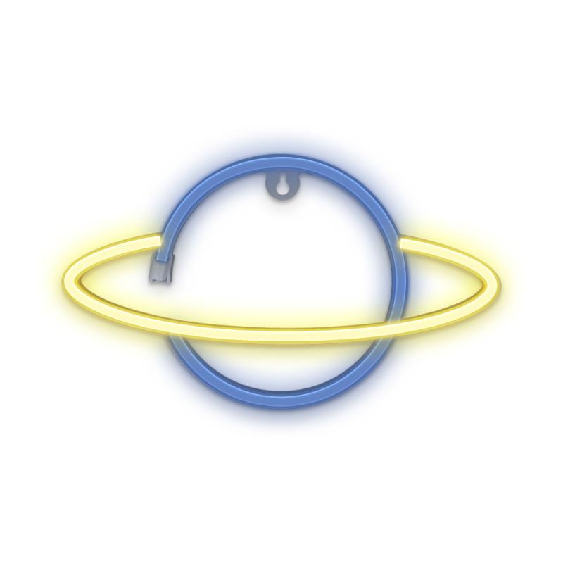 Neon LED Forever Light FLNE11 SATURN (USB/Μπαταρίας & On/Off) Κίτρινο - Μπλε