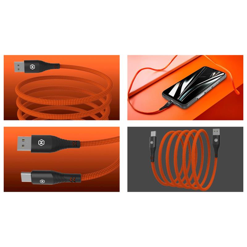 Καλώδιο Σύνδεσης USB 2.0 Hammer Magnetic Braided USB A σε USB C 65W 1m Πορτοκαλί