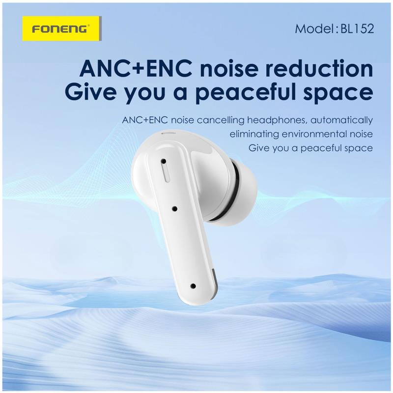 True Wireless Ακουστικά Bluetooth Foneng BL152 ANC+ENC Μαύρο