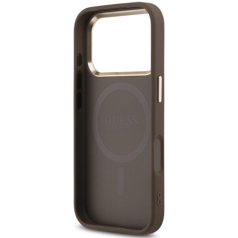 Θήκη PU Guess MagSafe Apple iPhone 18 Pro/ 17 Pro Leather Diamond Triangle 4G Καφέ