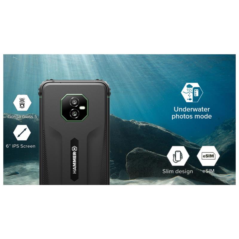 Κινητό Τηλέφωνο Hammer Ranger (Dual SIM) 256GB 8GB RAM Μαύρο-Πράσινο