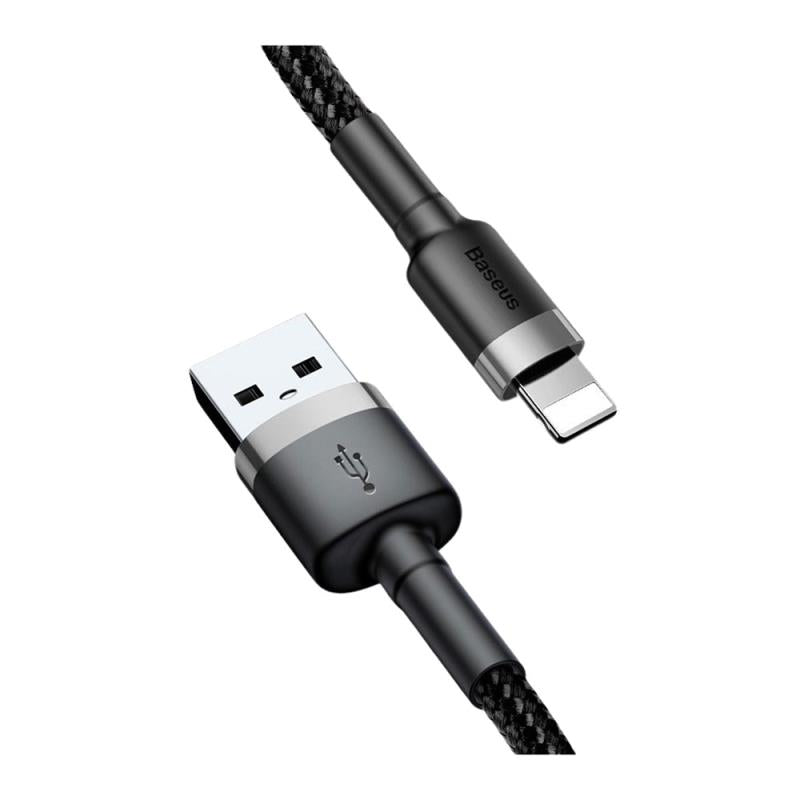 Καλώδιο Σύνδεσης USB 2.0 Baseus Cafule USB A σε Lightning 12W 2.4A 1m Μαύρο-Γκρι