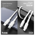 Καλώδιο Σύνδεσης USB 2.0 inos UltraCon USB C σε USB C 100W 1m Λευκό