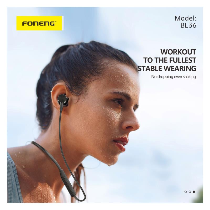Στερεοφωνικό Ακουστικό Bluetooth Foneng BL36 Deep Bass Neckband Μαύρο
