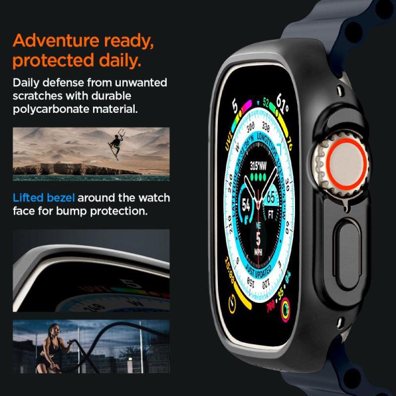 Θήκη PC Spigen Thin Fit Apple Watch Ultra 1/ 2/ 3 49mm Μαύρο