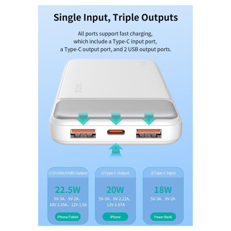 Φορτιστής Ανάγκης Devia EP198 22.5W 10000mAh Full Compatible με Ψηφιακή Οθόνη Smart Μαύρο