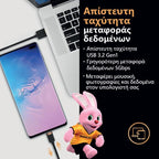 Καλώδιο Σύνδεσης USB 3.2 Duracell Braided Kevlar USB C σε USB C 63W 2m Μαύρο