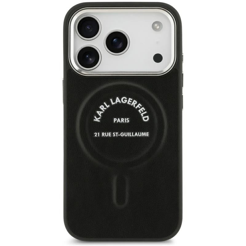 Θήκη TPU Karl Lagerfeld Apple iPhone 18 Pro/ 17 Pro MagSafe Leather Ring RSG Logo Μαύρο