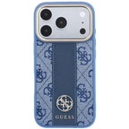 Θήκη TPU & PC Guess Apple iPhone 18 Pro Max/ 17 Pro Max MagSafe Leather Stripe Round Classic Logo Μπλε