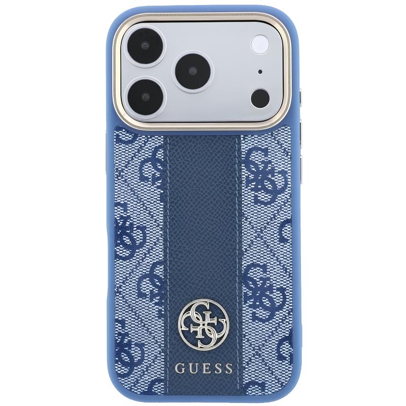 Θήκη TPU & PC Guess Apple iPhone 18 Pro Max/ 17 Pro Max MagSafe Leather Stripe Round Classic Logo Μπλε