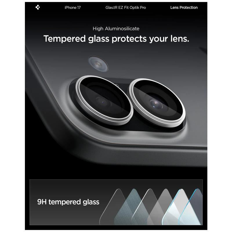Προστατευτικό Κάλυμμα Κάμερας Spigen Optik.tR EZ-FIT για Τζαμάκι Κάμερας Apple iPhone 16 / 16 Plus/ 17 Black (2 τεμ.)