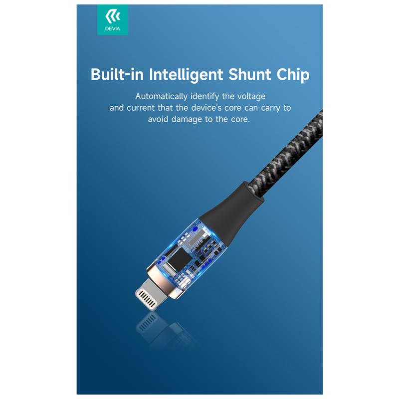 Καλώδιο Σύνδεσης USB 2.0 Woven Devia EC418 Braided USB C σε Lightning PD 27W 1.5m Star Λευκό