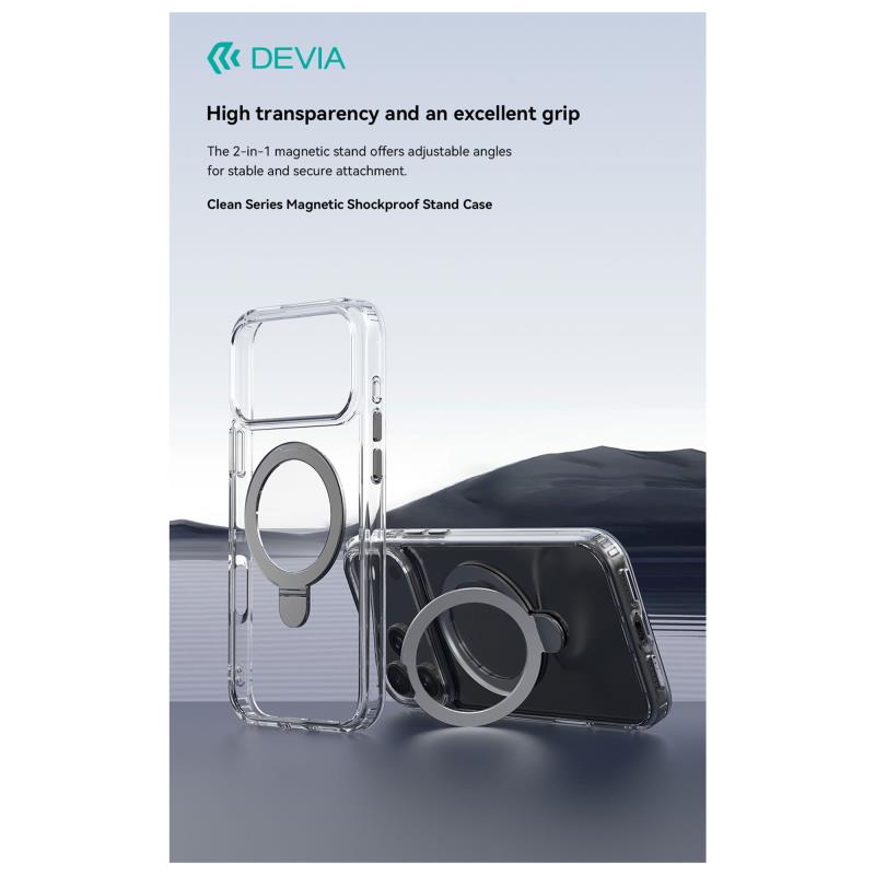 Θήκη TPU & PC Devia Apple iPhone Air Magnetic Shock Proof Clean με Stand Διάφανο