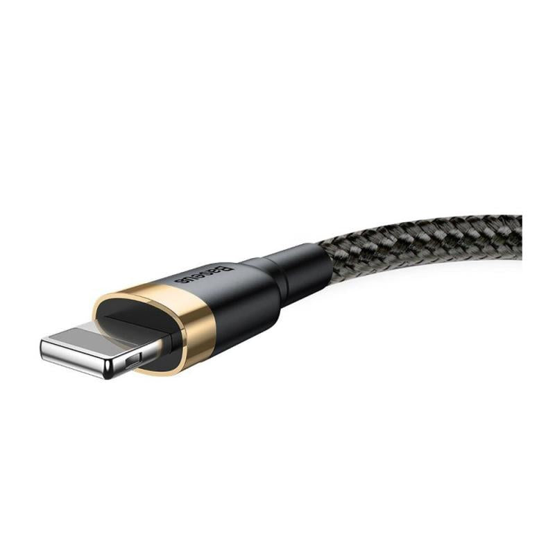 Καλώδιο Σύνδεσης USB 2.0 Baseus Cafule USB A σε Lightning 12W 2.4A 1m Μαύρο-Χρυσό