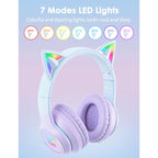 Ασύρματα Ακουστικά Κεφαλής Onikuma B90 Gaming με Αυτιά Γάτας RGB Γαλάζιο-Μωβ