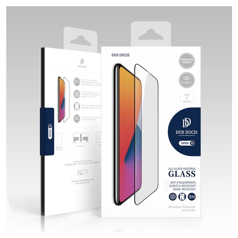 Tempered Glass Full Face Dux Ducis Apple iPhone 16 Plus Μαύρο (1 τεμ.)