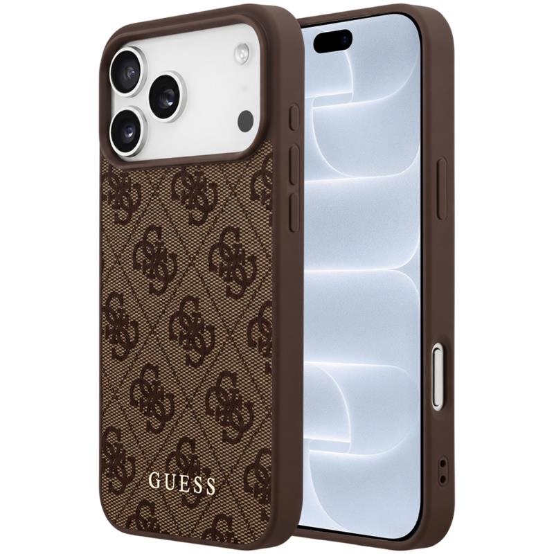 Θήκη TPU PC & Eco-Leather Guess Apple iPhone 18 Pro/ 17 Pro Hardcase Classic 4G Καφέ