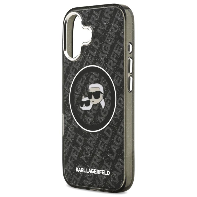 Θήκη Σιλικόνης Karl Lagerfeld Magsafe Apple iPhone 17 Glitter Karl & Choupette Heads Μαύρο
