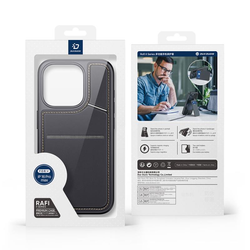 Θήκη Δερμάτινη Dux Ducis Apple iPhone 16 Pro Max Magnetic MagSafe με Stand Rafi II Μαύρο