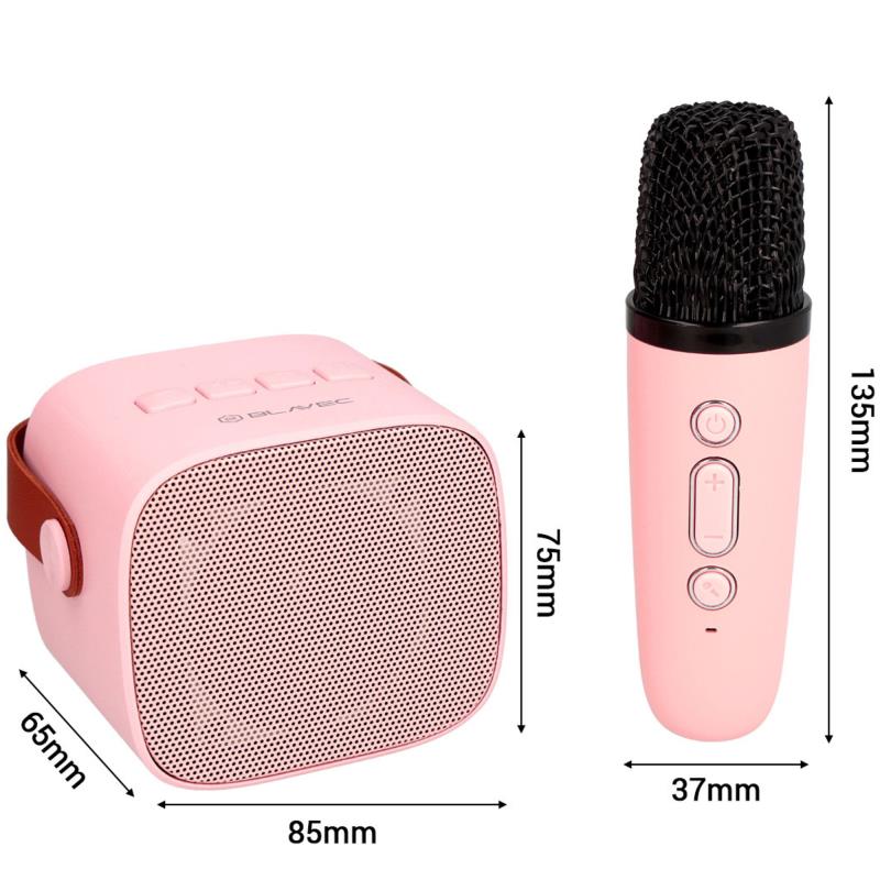 Φορητό Ηχείο Bluetooth Blavec WS-07 Karaoke Party με 2 Μικρόφωνα 5W Ροζ