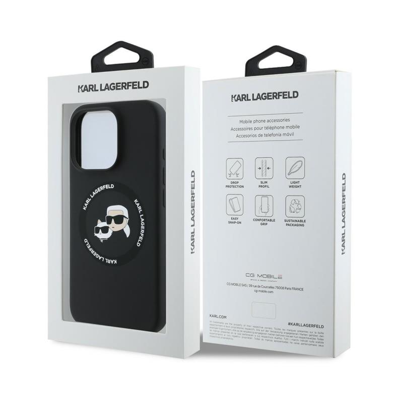 Θήκη Σιλικόνης Karl Lagerfeld Magsafe Apple iPhone 16 Pro Karl & Choupette Heads Μαύρο