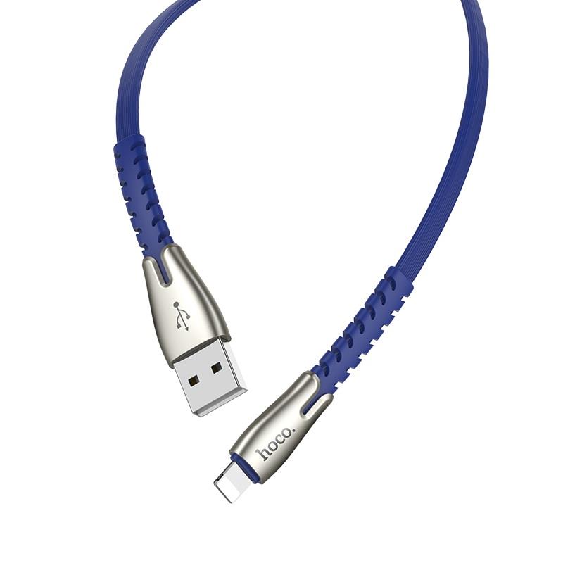 HOCO U58 CORE ΜΕΤΑΛΛΙΚΟ ΚΑΛΩΔΙΟ LIGHTNING ΦΟΡΤΙΣΗΣ &amp; DATA 1.2m, ΜΠΛΕ