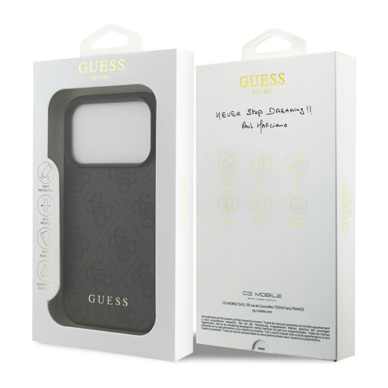 Θήκη PU Guess Apple iPhone 17 Pro Hardcase Classic Logo 4G Μαύρο