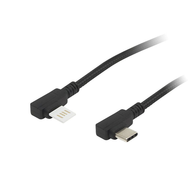 Καλώδιο USB A - Type C Γωνία 1m Μαύρο