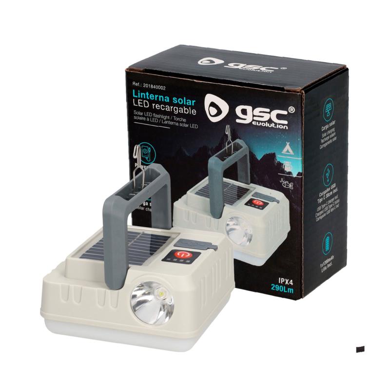 Επαναφορτιζόμενος Ηλιακός Φακός LED GSC 3W 1200mAh 290lm Λευκό