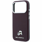 Θήκη PU Karl Lagerfeld Magsafe Apple iPhone 18 Pro/ 17 Pro Grained Leather Karl & Choupette Heads Μπορντώ