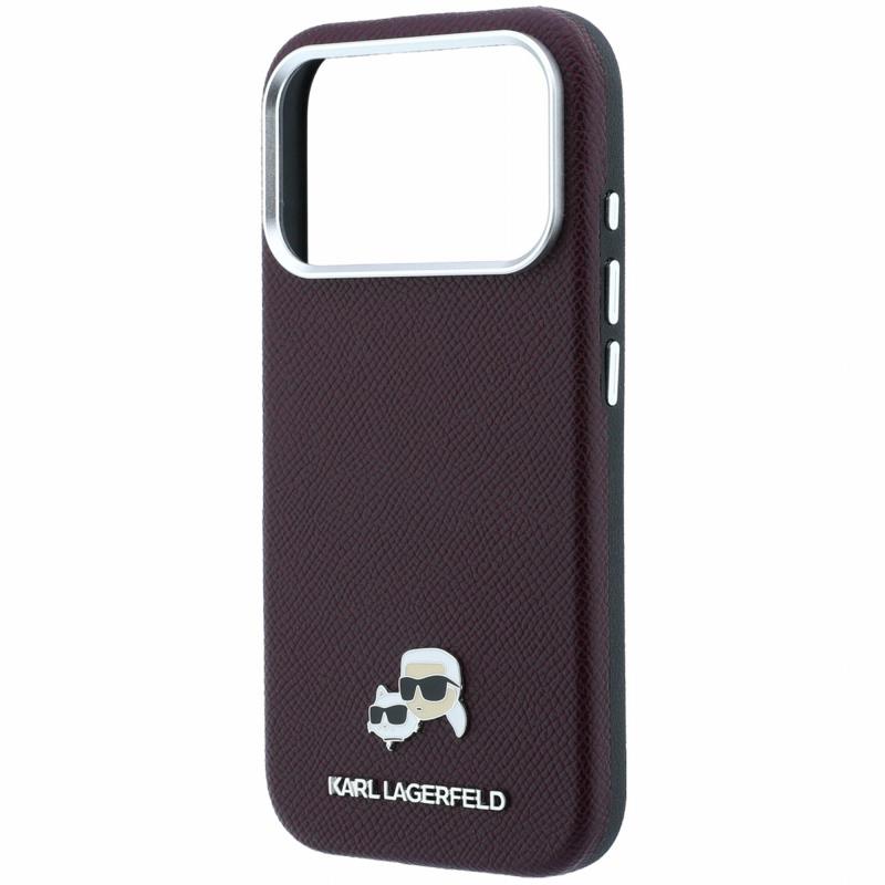 Θήκη PU Karl Lagerfeld Magsafe Apple iPhone 18 Pro/ 17 Pro Grained Leather Karl & Choupette Heads Μπορντώ