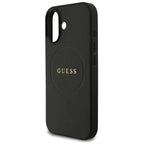 Θήκη PU Guess MagSafe Apple iPhone 17 Grained Gold Ring Μαύρο
