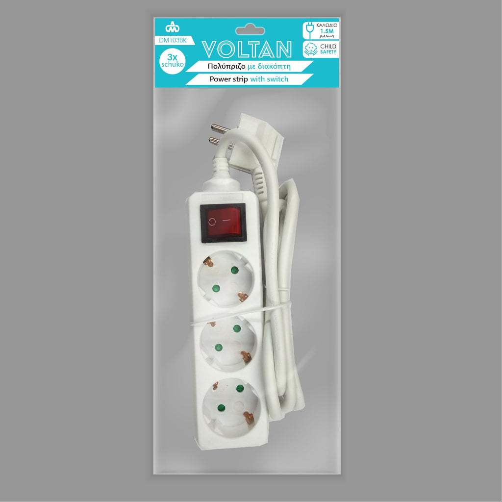 Πολύπριζο με διακόπτη 3 θέσεων 3x1,5mm DMPRO Power