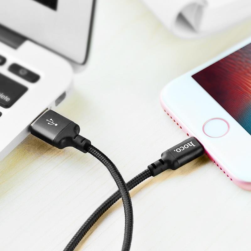 HOCO X14 TIMES SPEED LIGHTNING CHARGING CABLE(L=2M), ΜΑΥΡΟ