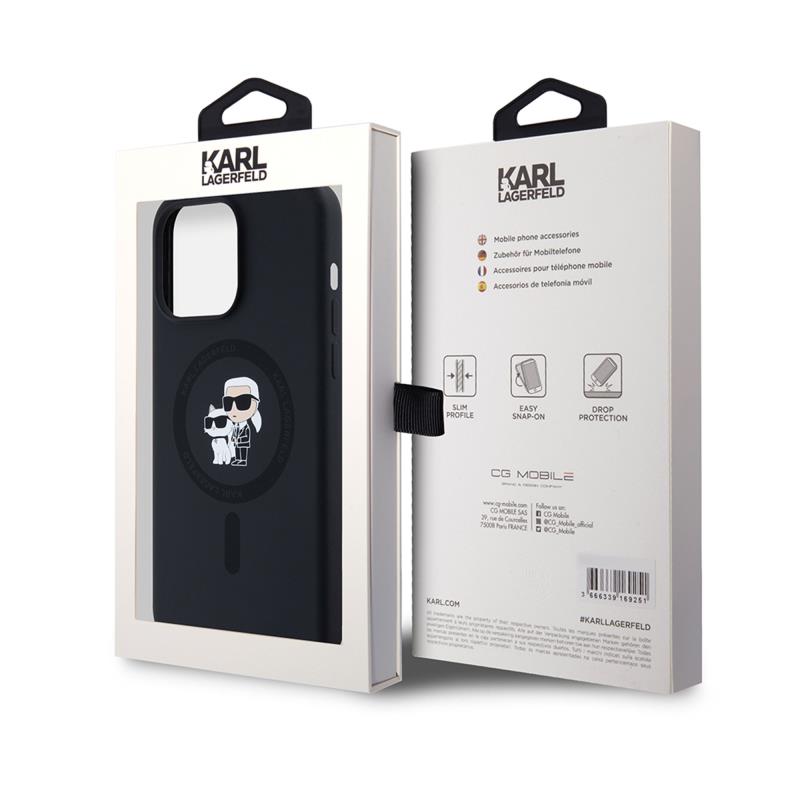 Θήκη Σιλικόνης Karl Lagerfeld Magsafe Apple iPhone 15 Pro Max Karl & Choupette Heads Μαύρο
