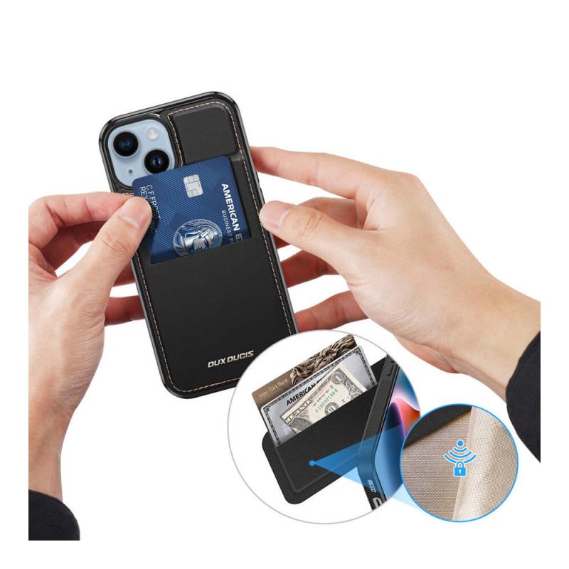 Θήκη Δερμάτινη Dux Ducis Rafi Mag 3 σε 1 MagSafe RFID Blocker Apple iPhone 14 Pro με Stand Μαύρο