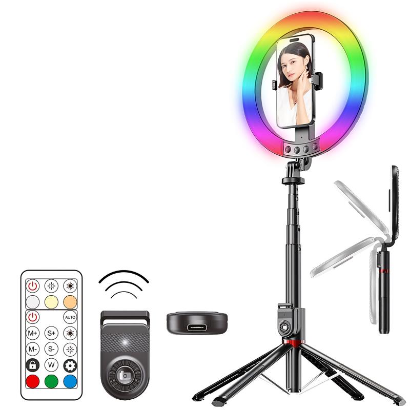 Φωτιστικό Selfie LED Ring Lamp Blavec Aura P-50 με Τρίποδο & Τηλεχειριστήριο για Κινητά Μαύρο