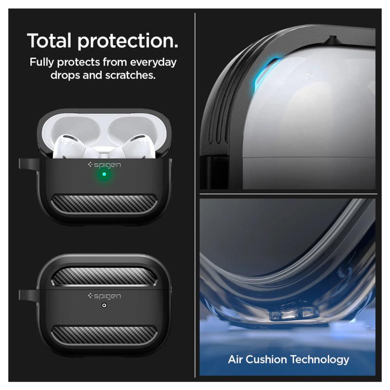 Θήκη Σιλικόνης Spigen Rugged Armor Apple AirPods 4 με Γάντζο Μαύρο