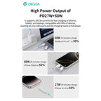 Καλώδιο Σύνδεσης USB 2.0 Devia EC404 2 σε 1 USB C σε USB C & Lightning PD 60W & 27W 1.2m Smart Λευκό
